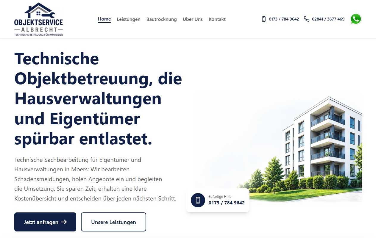 Objektservice Albrecht Website Referenz